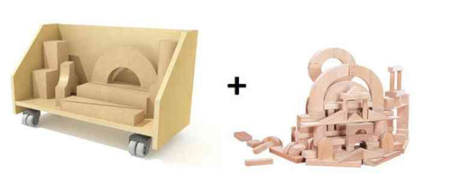 WB4375 - Block Cart with Building Block Set by Whitney Bros