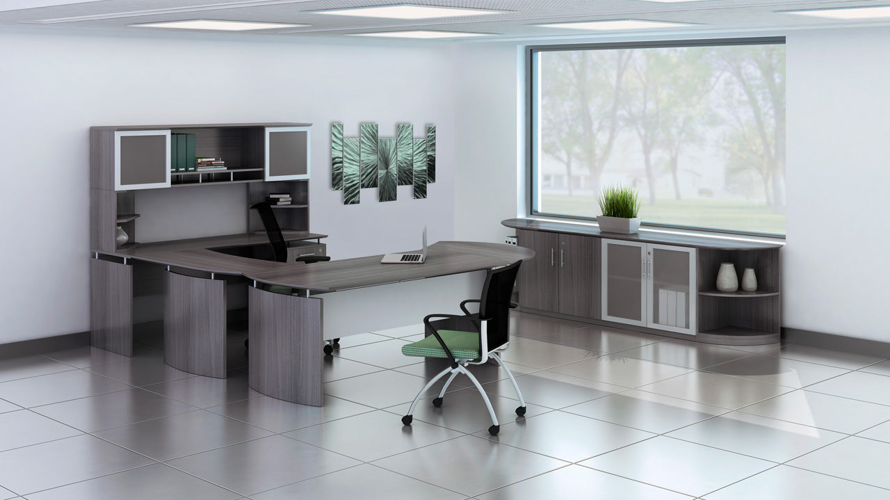 MNT30-WU - Medina 'U' Shaped Curved Desk w/Hutch Office Set  by Mayline