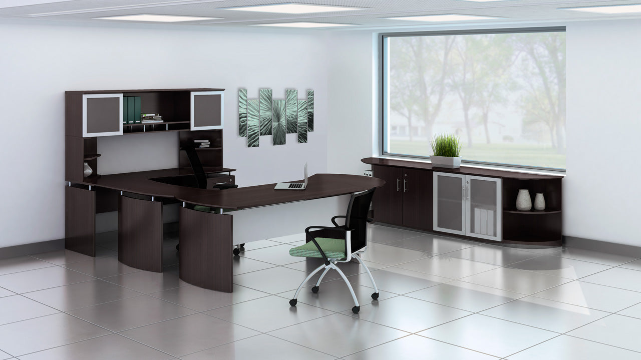 MNT30-WU - Medina 'U' Shaped Curved Desk w/Hutch Office Set  by Mayline