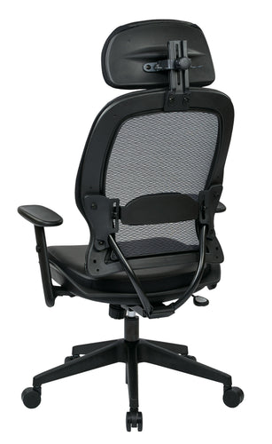 57906E - Air Grid Back Chair with Bonded Leather Seat & Adjustable Headrest by OSP