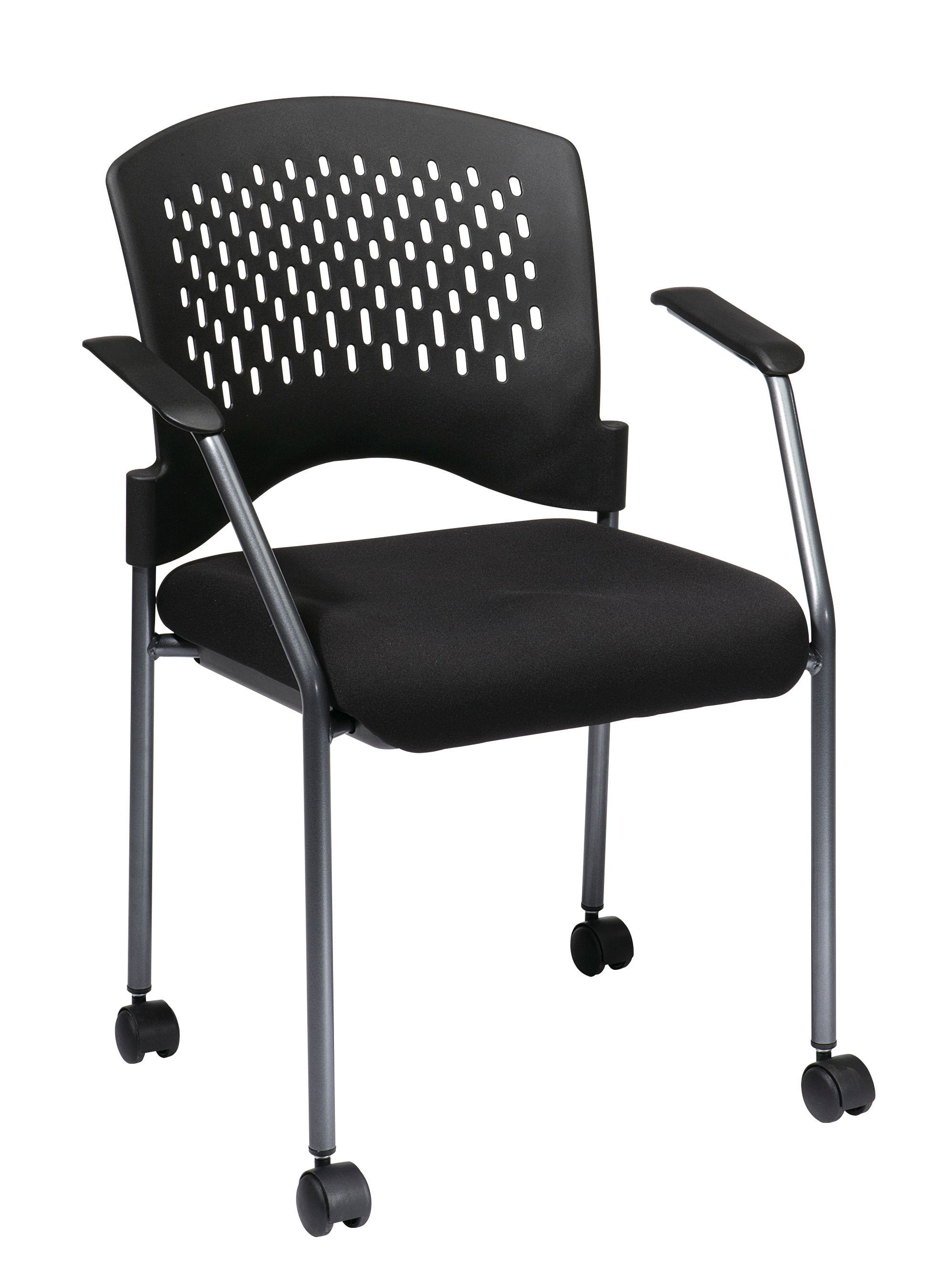8640 - Titanium Finish Rolling Visitors Arm Chair with Casters by Office Star
