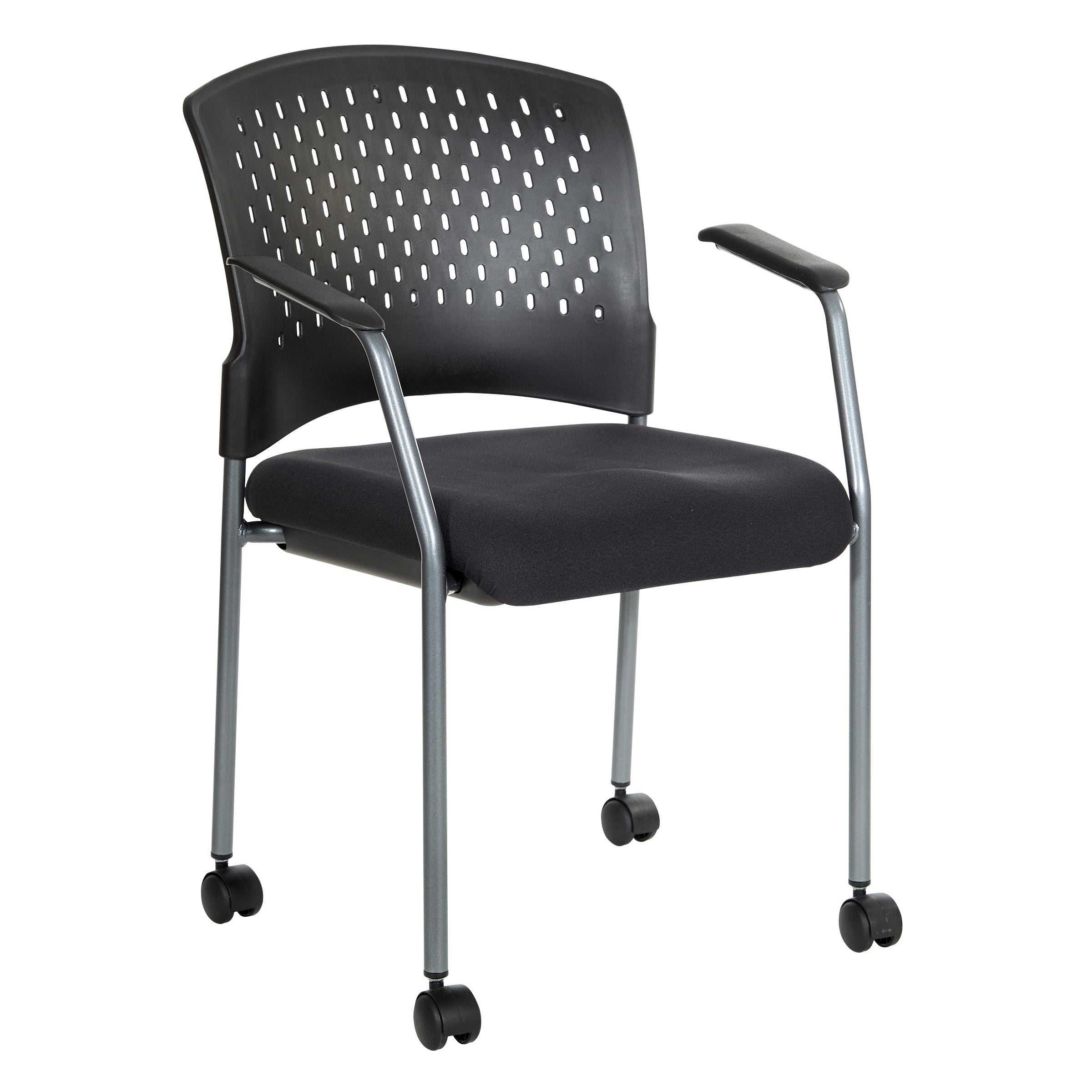 8640D - Titanium Finish Rolling Visitors Arm Chair w/ Dillon Antimicrobial Seat