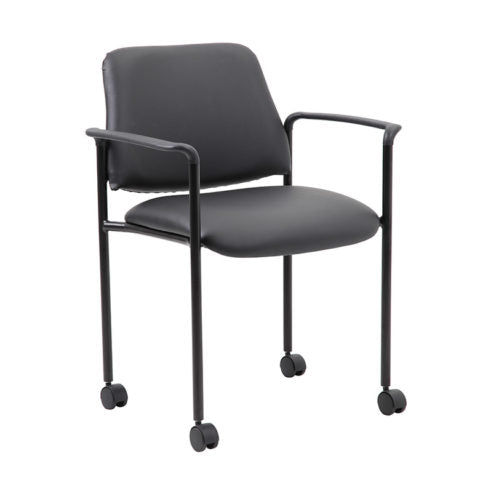 B9503R - Contemporary Style Fabric Stack Chair w/ Arms & Casters