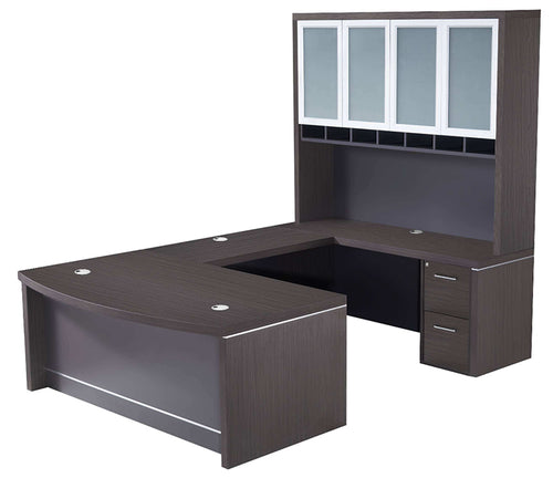 BA102UBTH - Bravo Executive 'U' Shape Bow Top Desk w/Hutch by Everforest