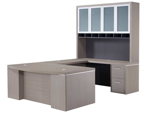 BA102UBTH - Bravo Executive 'U' Shape Bow Top Desk w/Hutch by Everforest