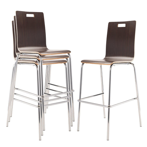 BCS21 - National Public Seating 4 Pack Stackable Bushwick Bentwood Café Stool