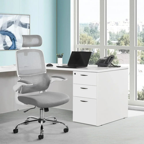 EMW60020CHR - Mesh Back Manager's Chair with White Frame & Adjustable Headrest