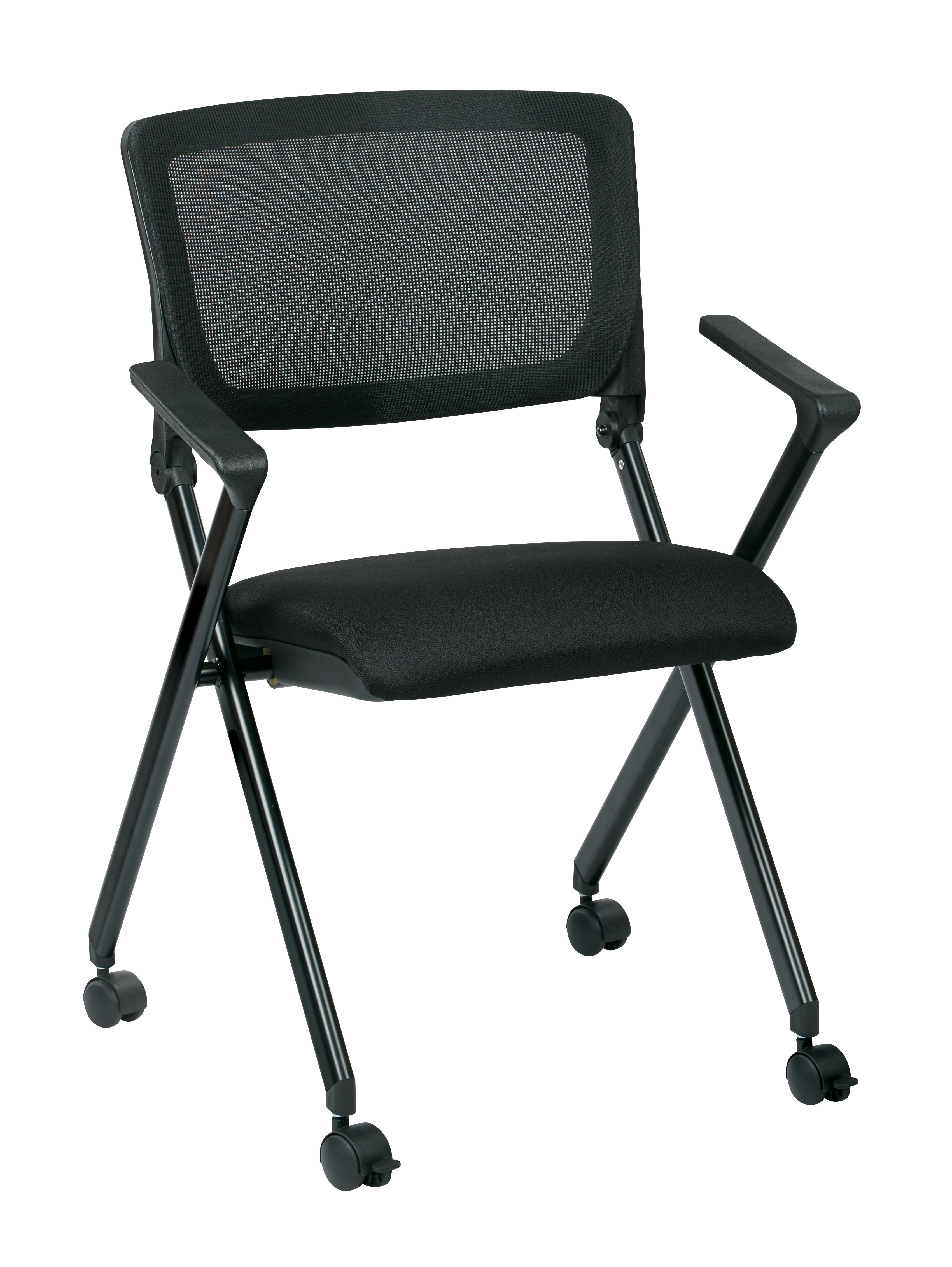 FC8483 - Nesting/Folding Chair w/ Breathable Mesh Back & Black Frame (2-pack)