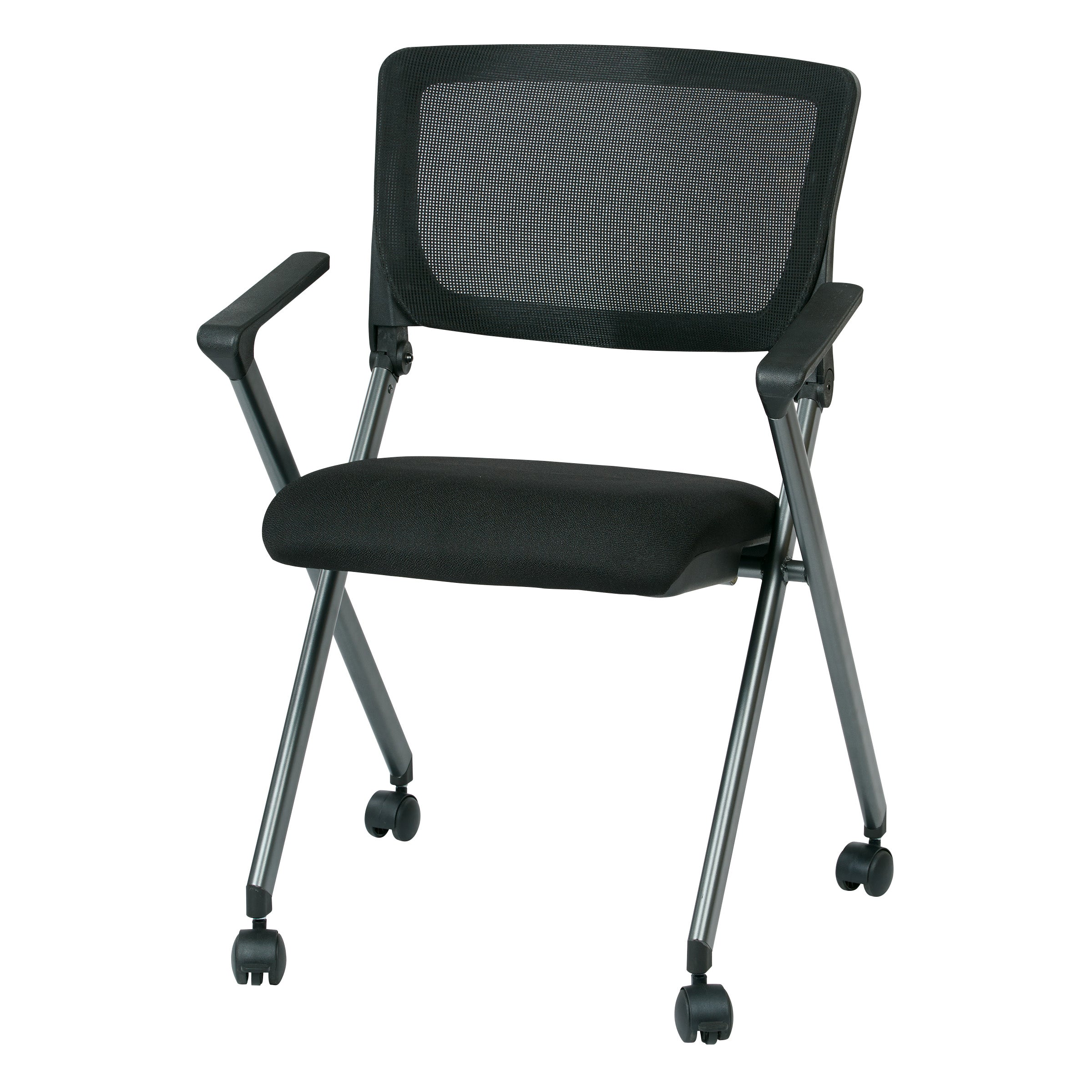 FC8487 - Nesting/Folding Chair w/ Breathable Mesh Back & Titanium Frame (2-pack)
