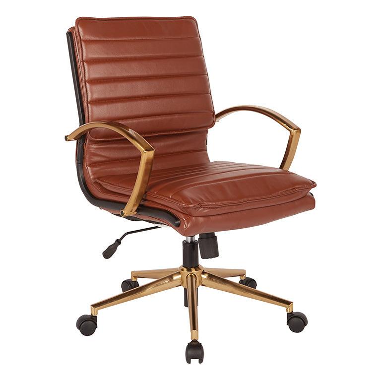 Mid-Back Faux Leather Office Chair w/ Gold Accent OSP