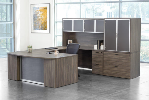 NAPTYP213G - Napa 'U' Shape Glass Modesty Step-Front Office Suite by OSP