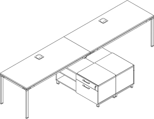 SGSD007 - Simple System 2 Person Benching Workstations w/ Storage Returns