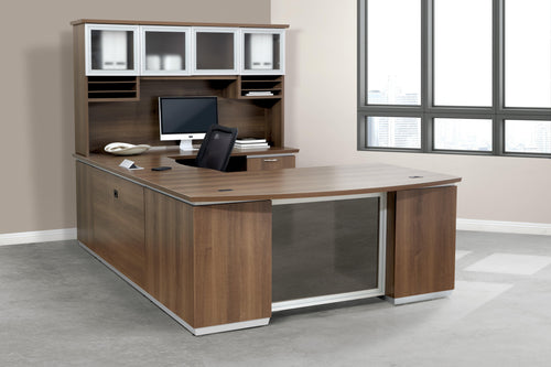 TUX-TYP12G - Tuxedo 'U' Shape Office Desk w/Hutch by OSP