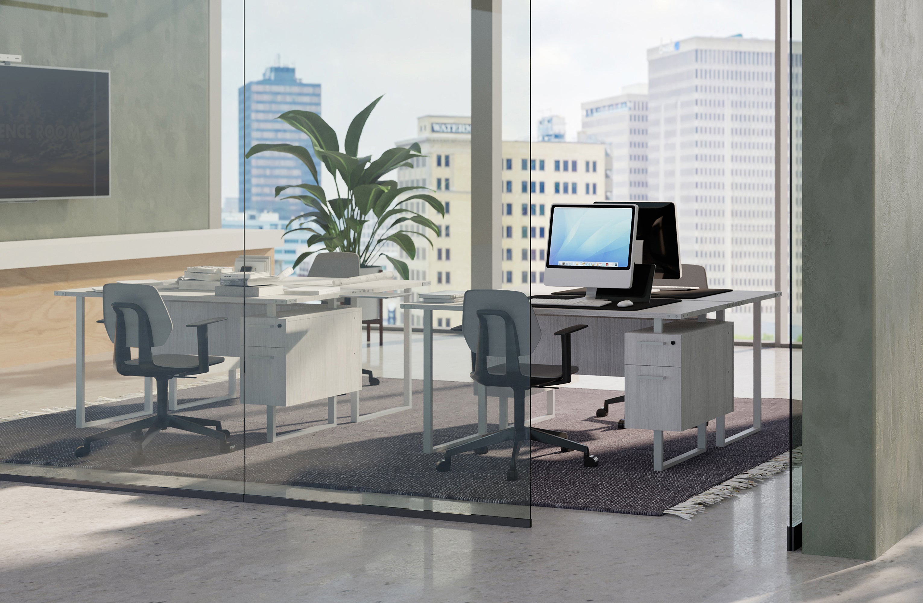 5513 - Mirella Soho Desk with Built in Pedestal by Safco