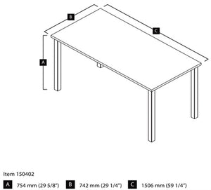 150402  Table with Metal Legs, i3 Collection by Bestar