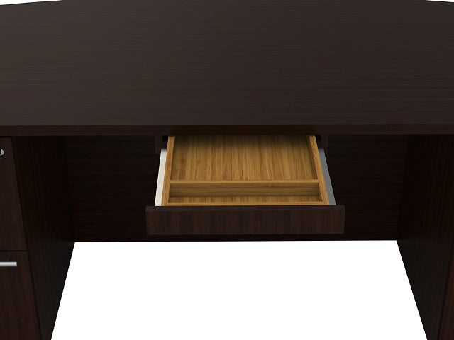 VL-679N Verde 'U' Shaped Office Desk W/ Lateral Pedestal & Hutch, Bow Front