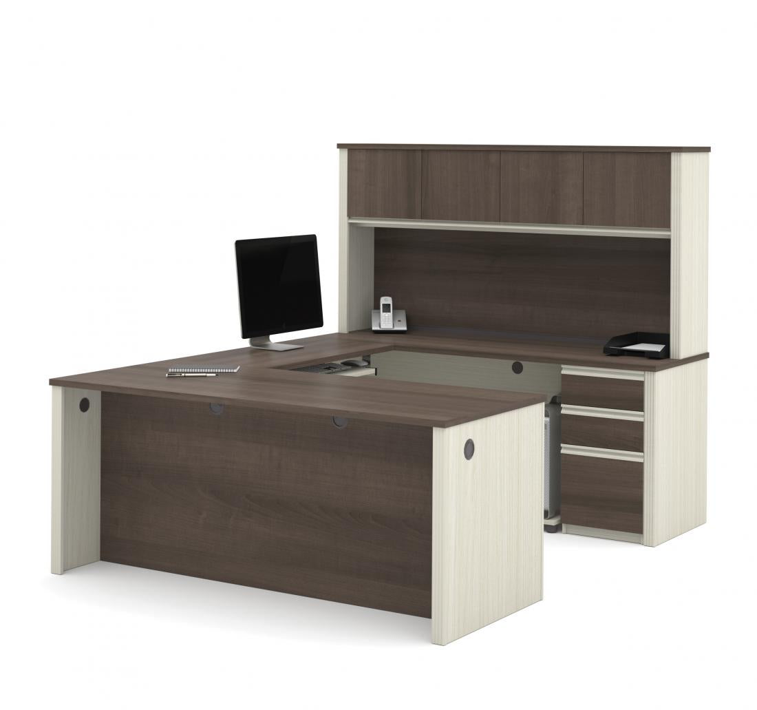99853 - Prestige U-Shaped Desk w/Two Pedestals & Hutch by Bestar