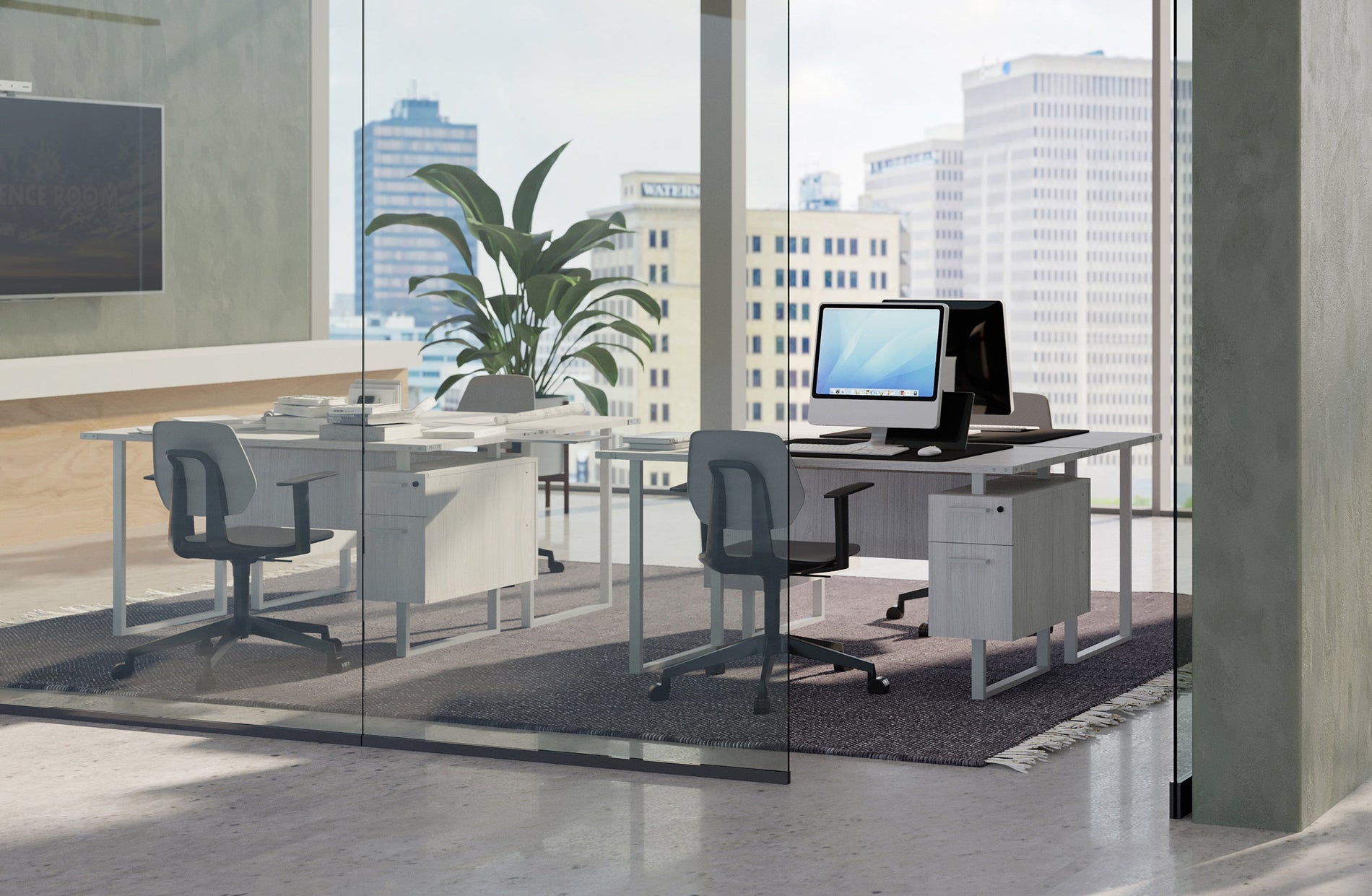 Mirella Modern Single Pedestal Office Desks by Safco