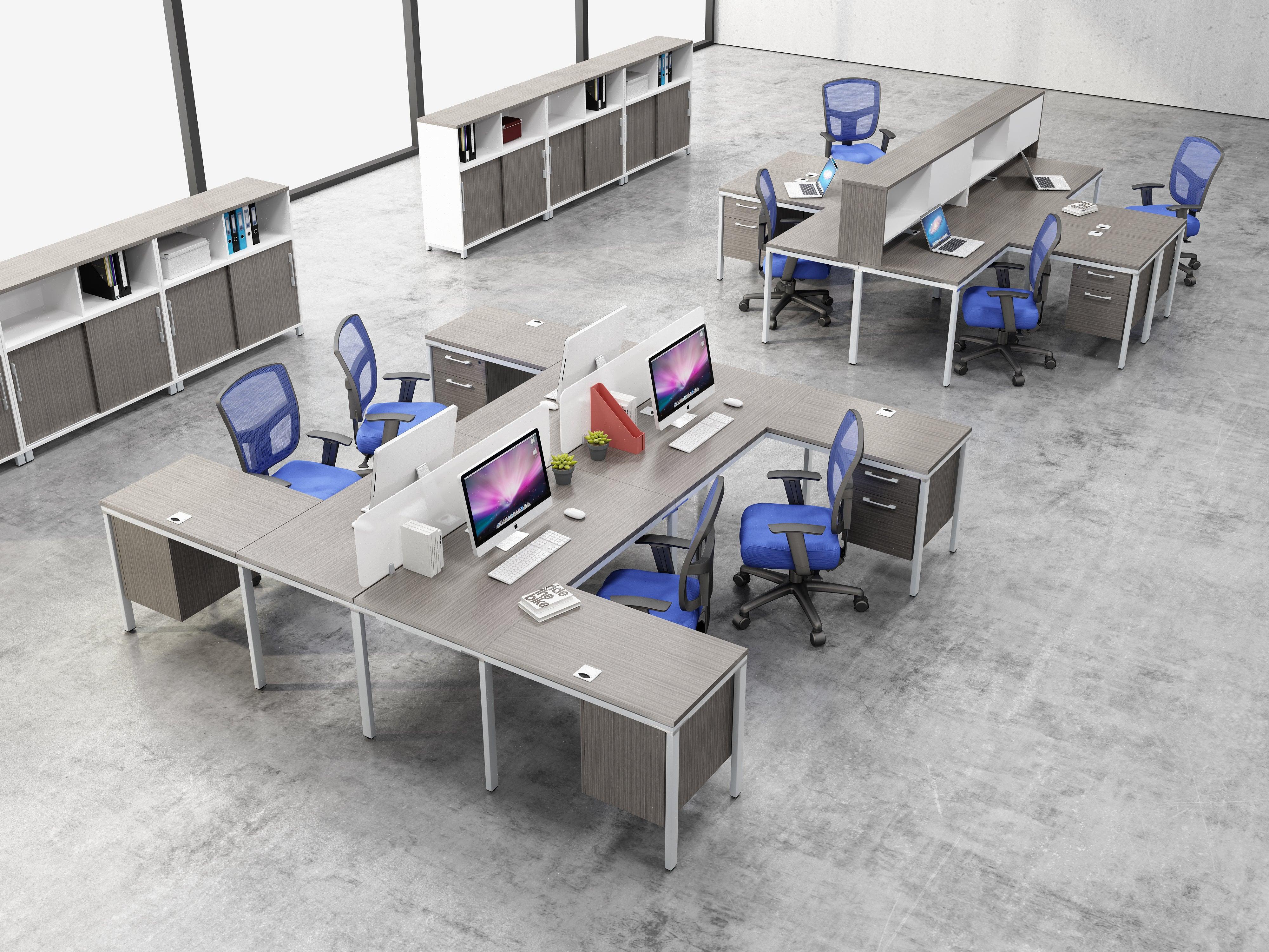 SGSD018LR - Simple System 4 Person Facing Double 'L' Desks Benching Workstations (large returns)