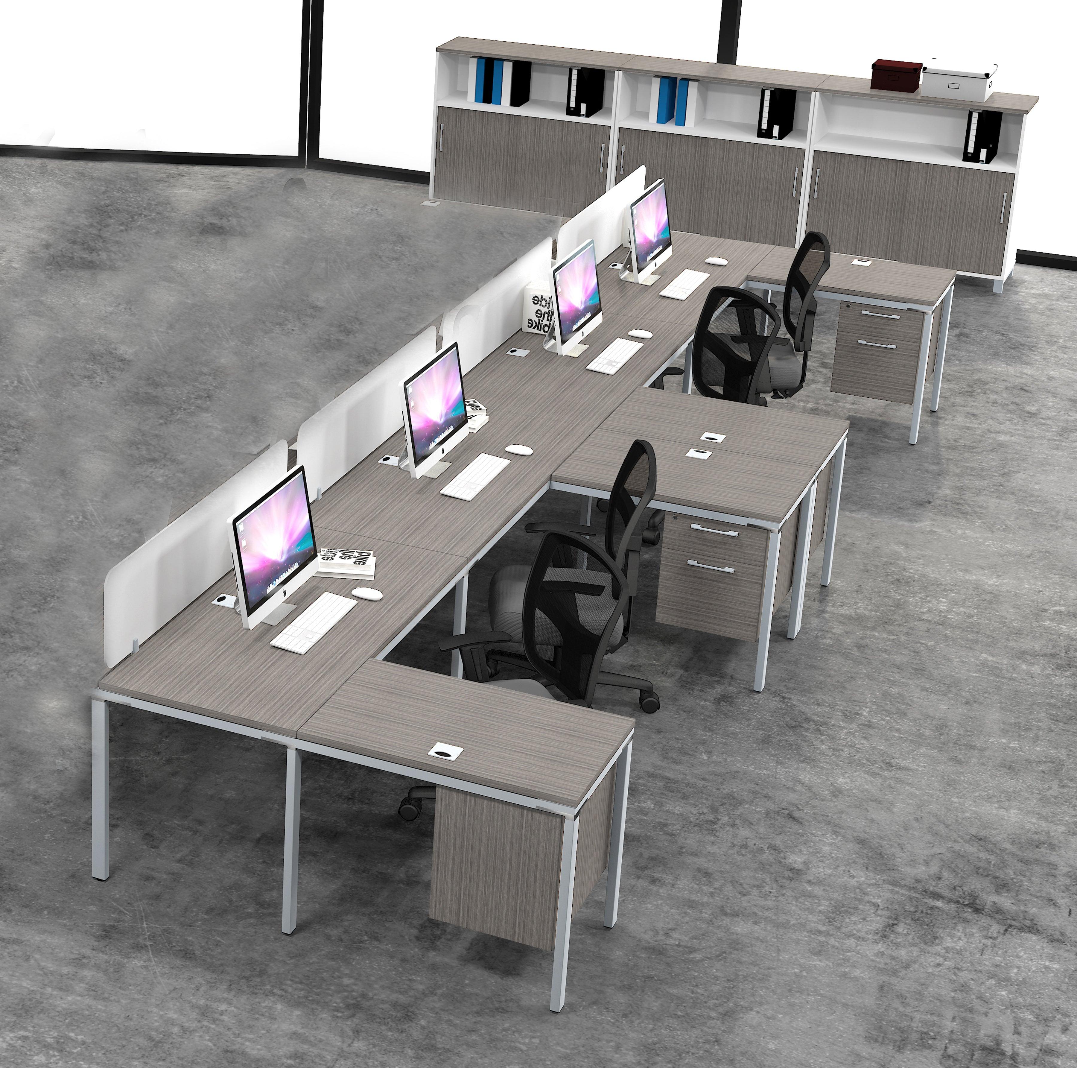 SGSD012LR - Simple System 4 Person Double 'L' Desks Benching Workstations