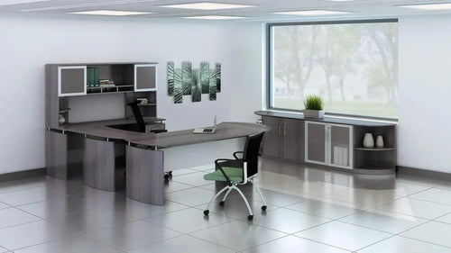 MNT30-WU - Medina 'U' Shaped Curved Desk w/Hutch Office Set by Safco