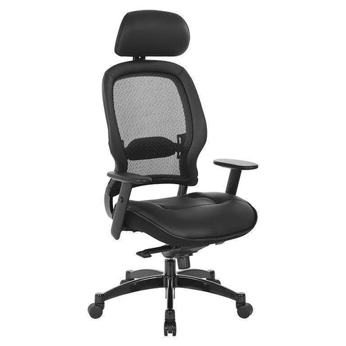 27008 - Professional Mesh Back Chair w/ Leather Seat & Headrest by OSP