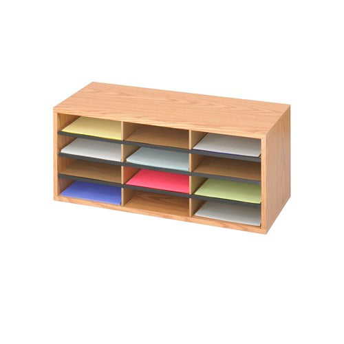 9401 - Wood/Corrugated Literature Organizer, 12 Compartments by Safco