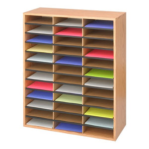 9403 - Wood/Corrugated Literature Organizer, 36 Compartments by Safco