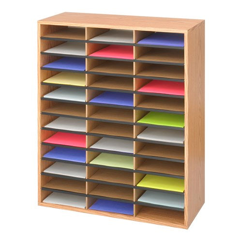 9403 - Wood/Corrugated Literature Organizer, 36 Compartments by Safco