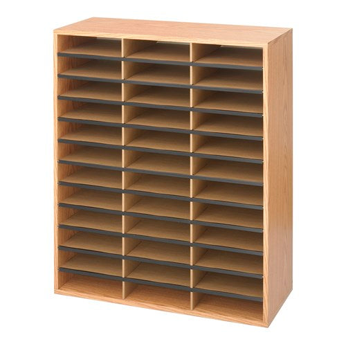 9403 - Wood/Corrugated Literature Organizer, 36 Compartments by Safco
