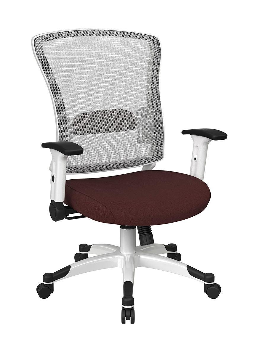 317W-W1C1F2W-F - White Frame Managers Office Chair w/ Mesh Back & Fabric Seat