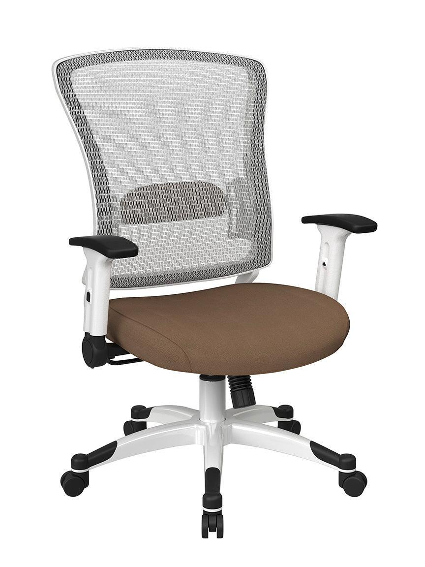 317W-W1C1F2W-F - White Frame Managers Office Chair w/ Mesh Back & Fabric Seat