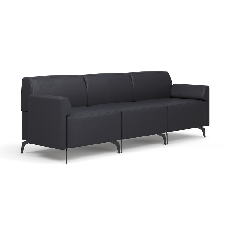 OfficeSource Saxon 3-Seat Modular Reception Sofa Tall Arms 94in