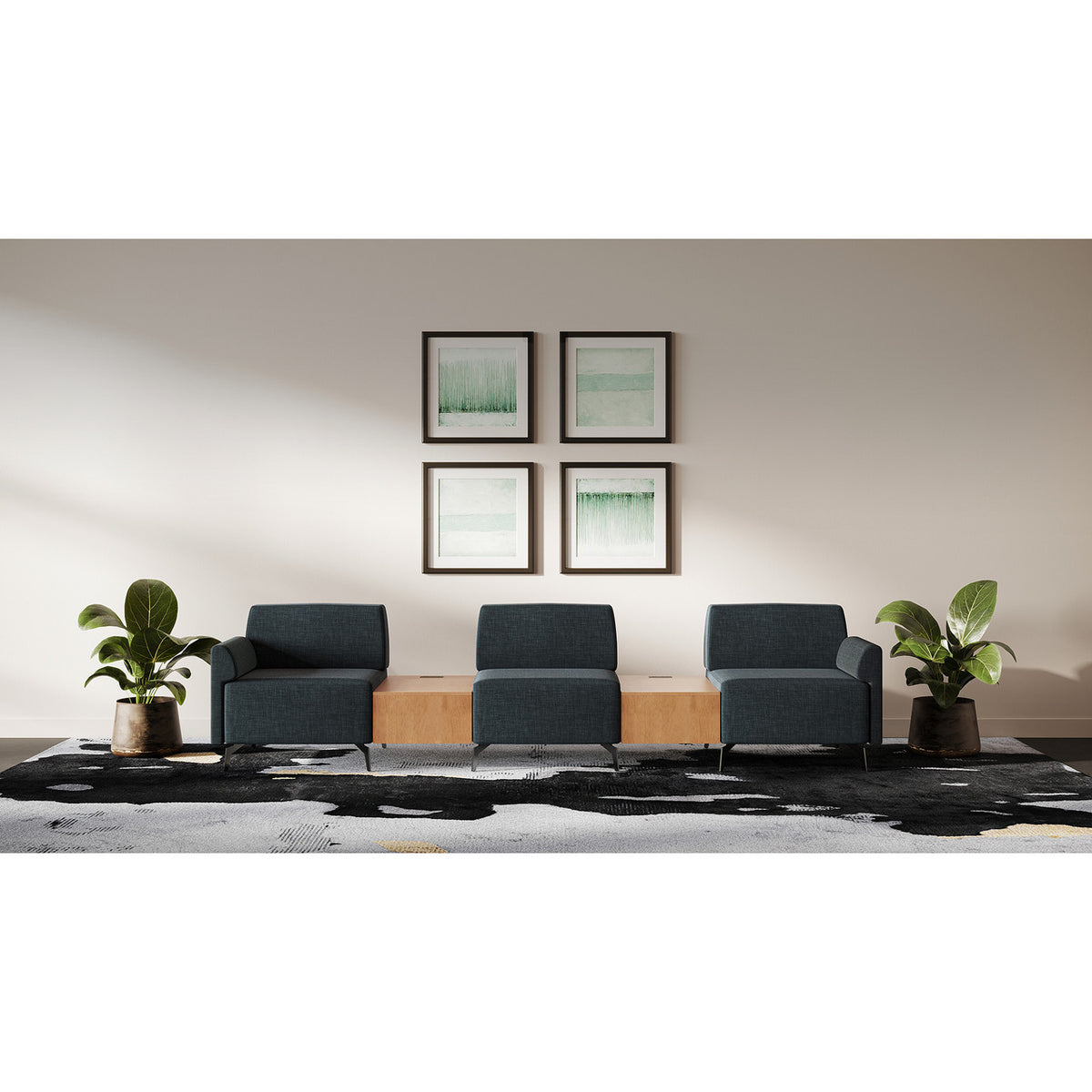 OSTYP366 OfficeSource Saxon 3 Seater Reception Lounge Sofa with Connector Tables