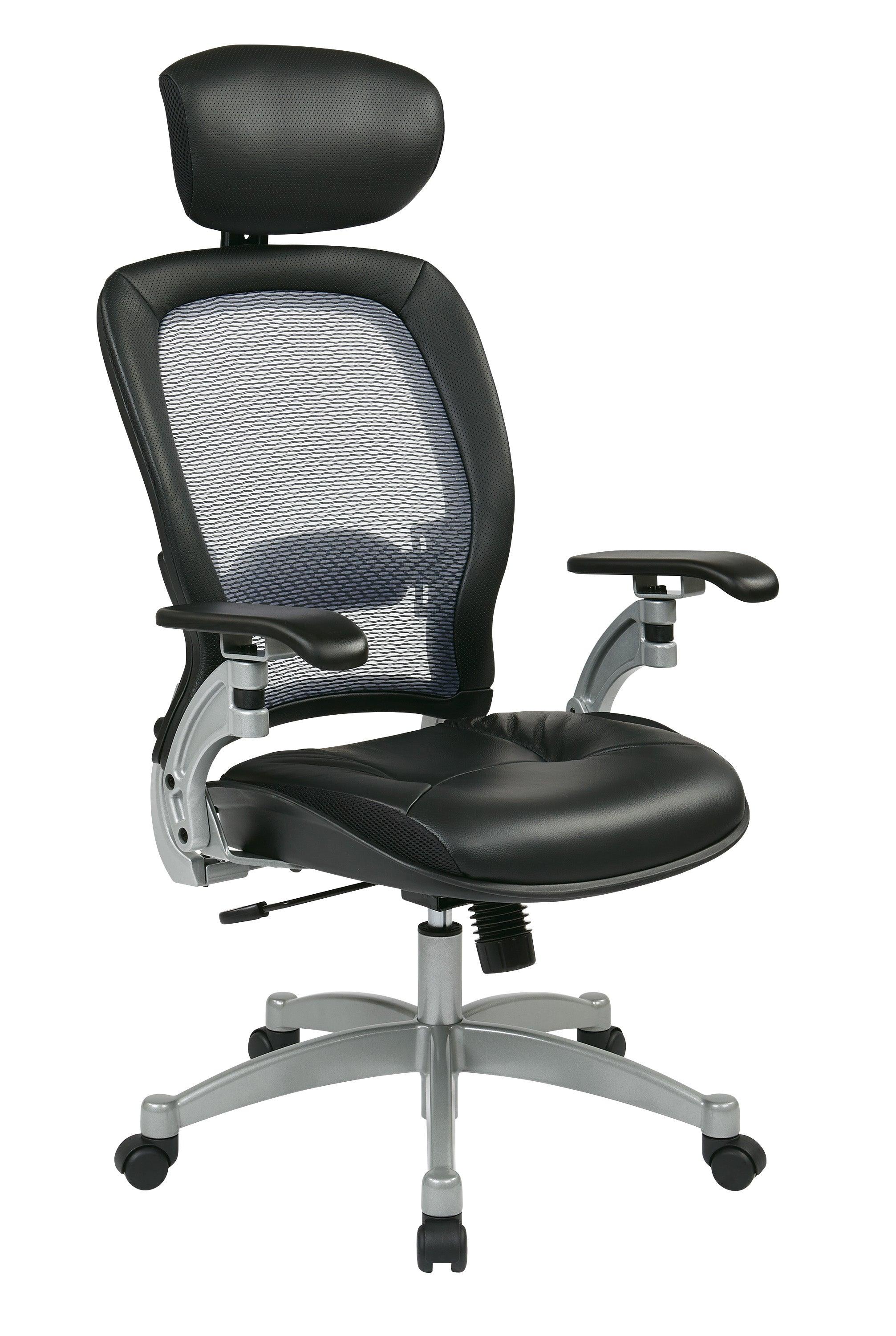 36806 - Professional Air Grid Chair w/ Top Grain Leather Seat & Adjustable Headrest by OSP