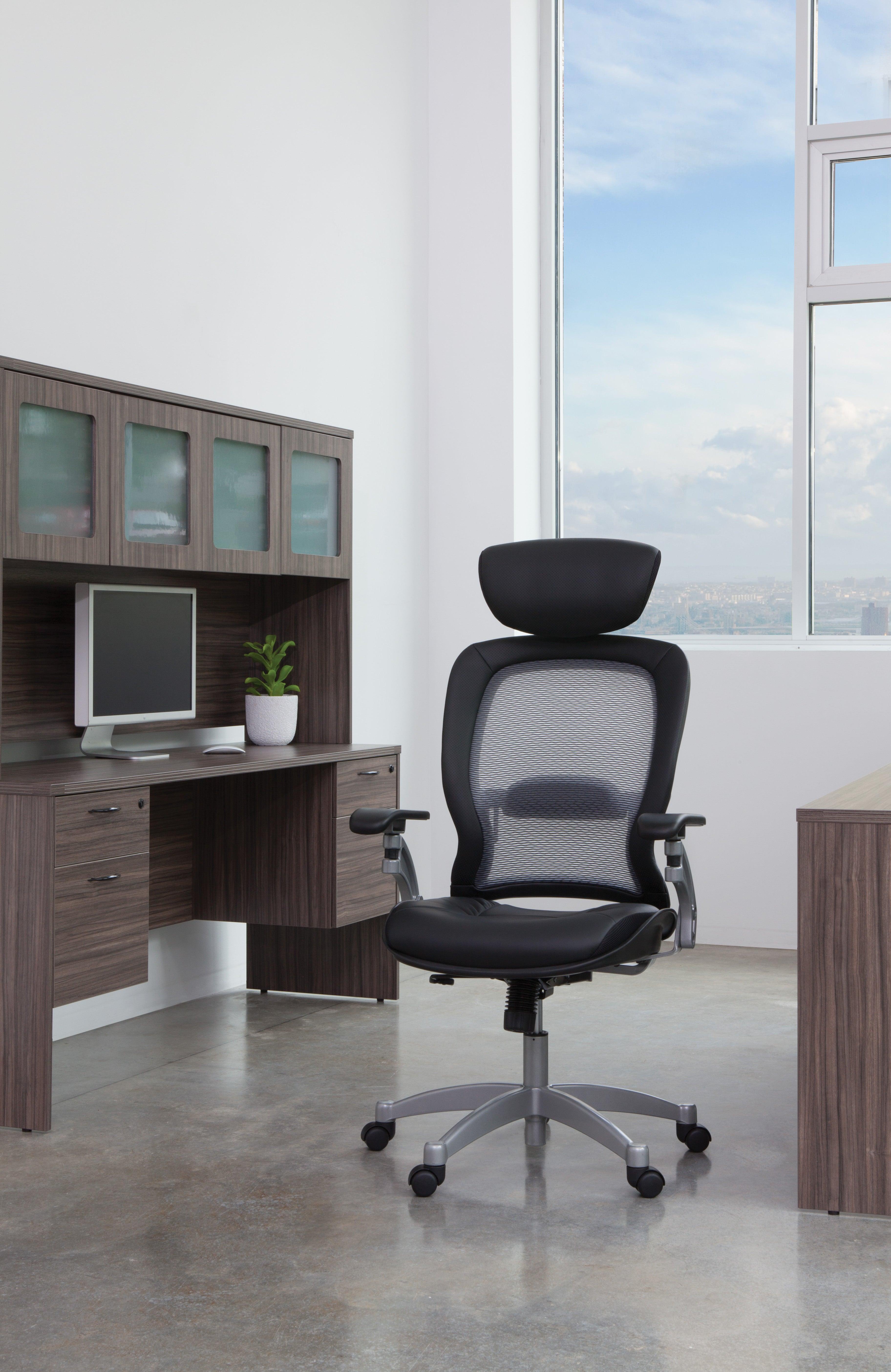 36806 - Professional Air Grid Chair w/ Top Grain Leather Seat & Adjustable Headrest by OSP