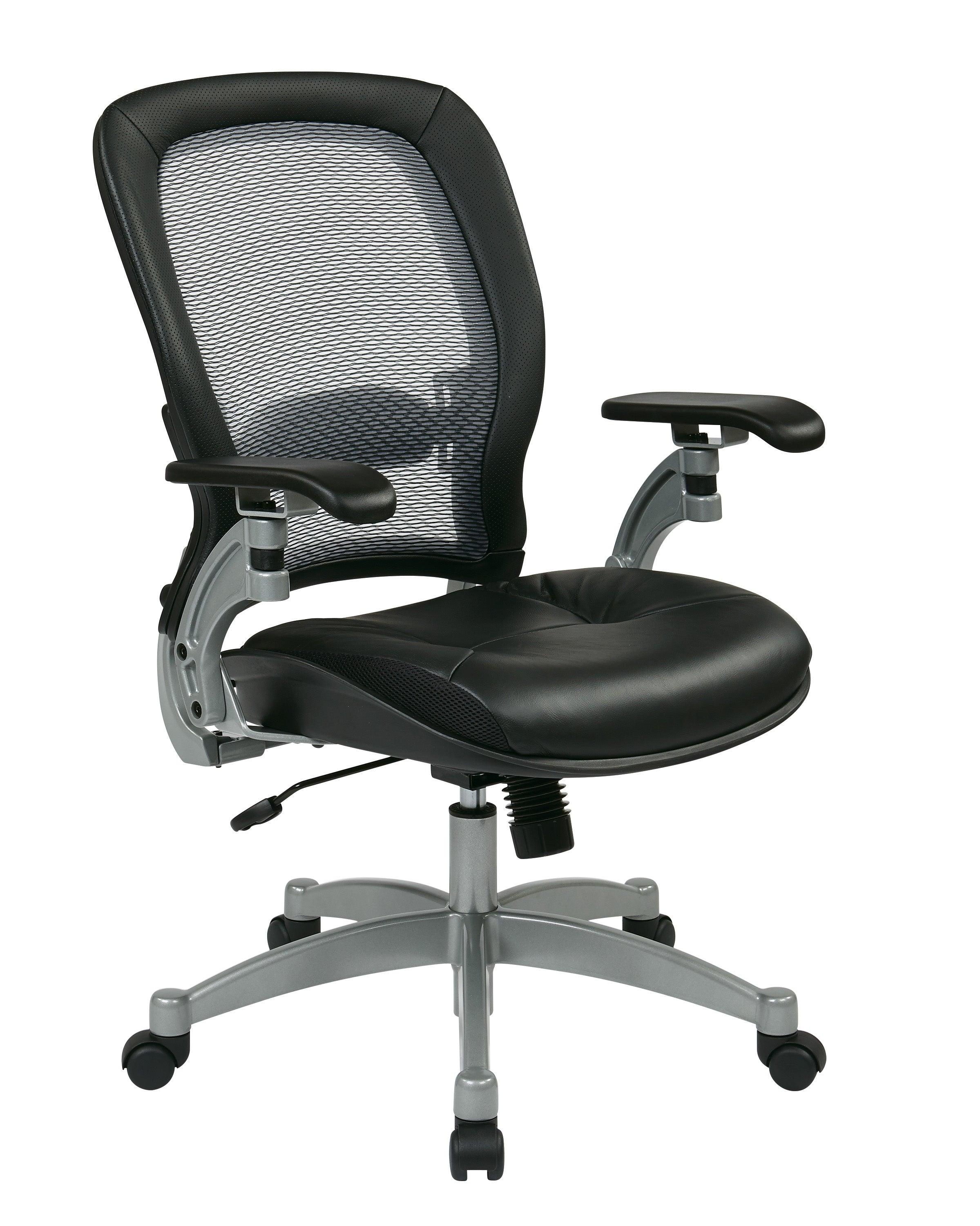 3680 - Professional Light Air Grid Chair w/ Top Grain Leather Seat by Office Star