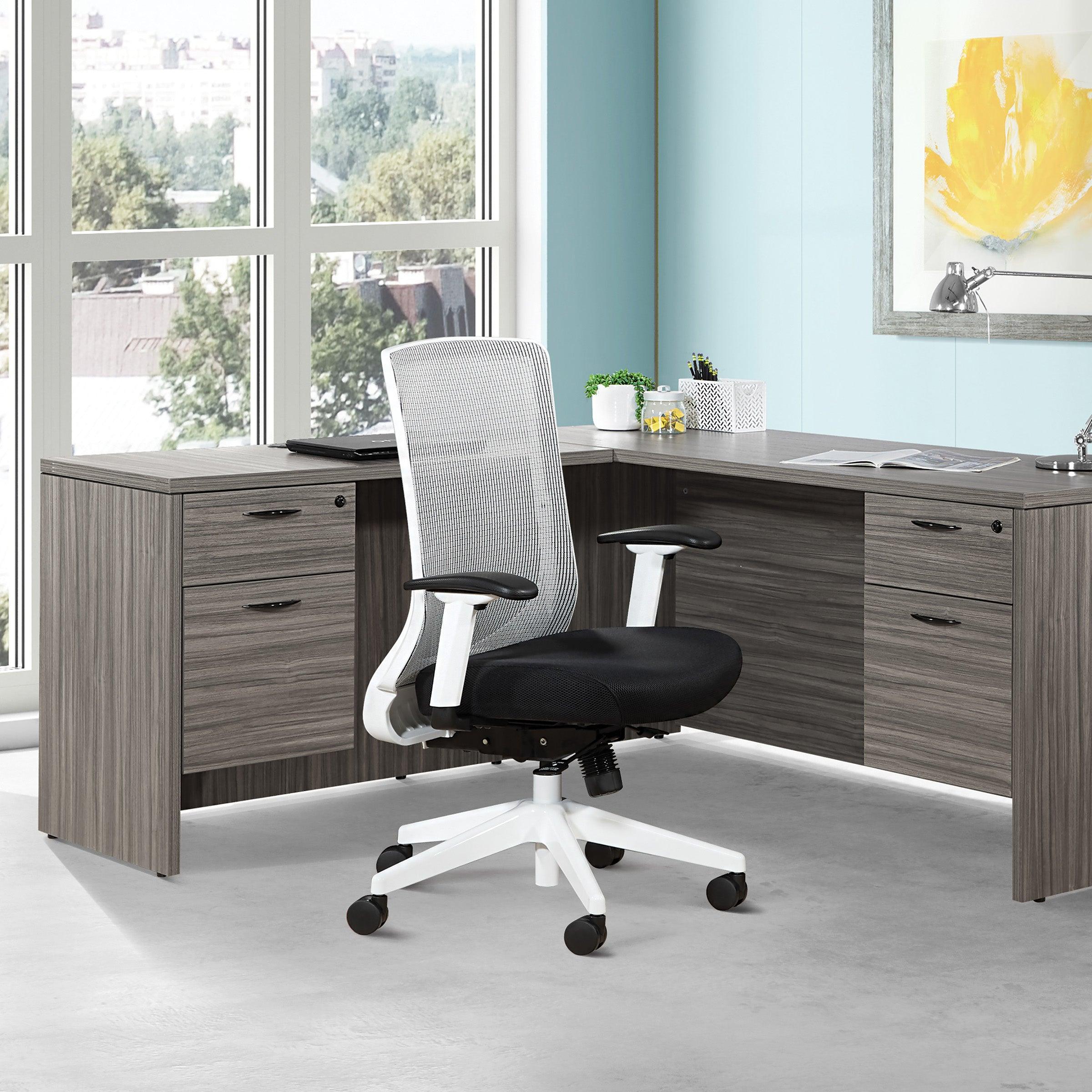 NAPTYP267 - Napa 'L' Shape Office Desk w/ Hanging Drawer Pedestals