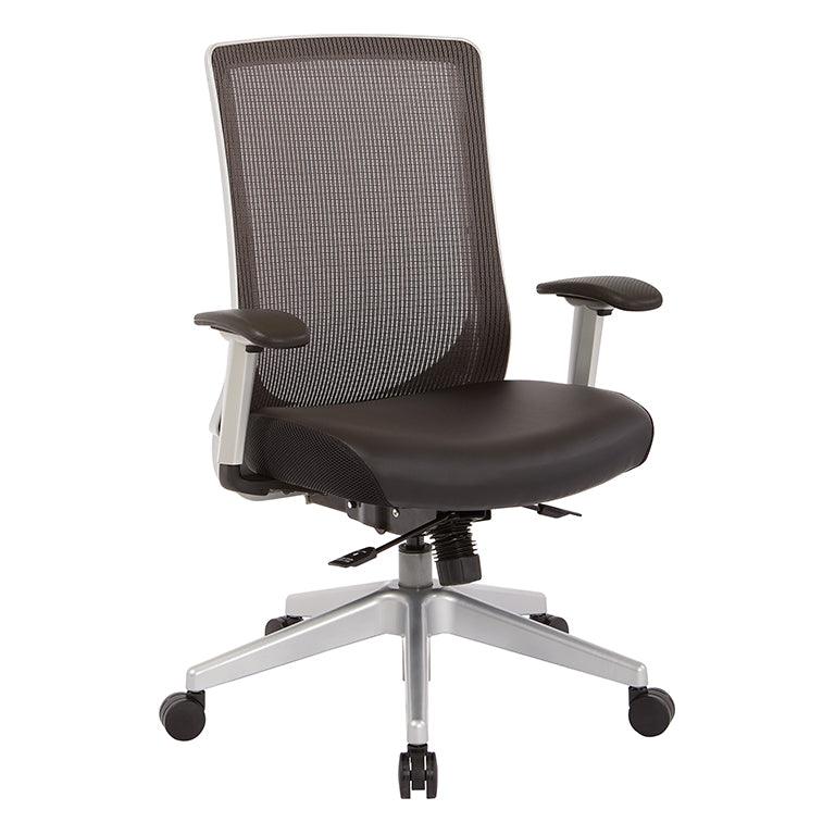 521-E3TG1N668PR - Space High Back Vertical Mesh Chair w/ Bonded Leather Seat by OSP