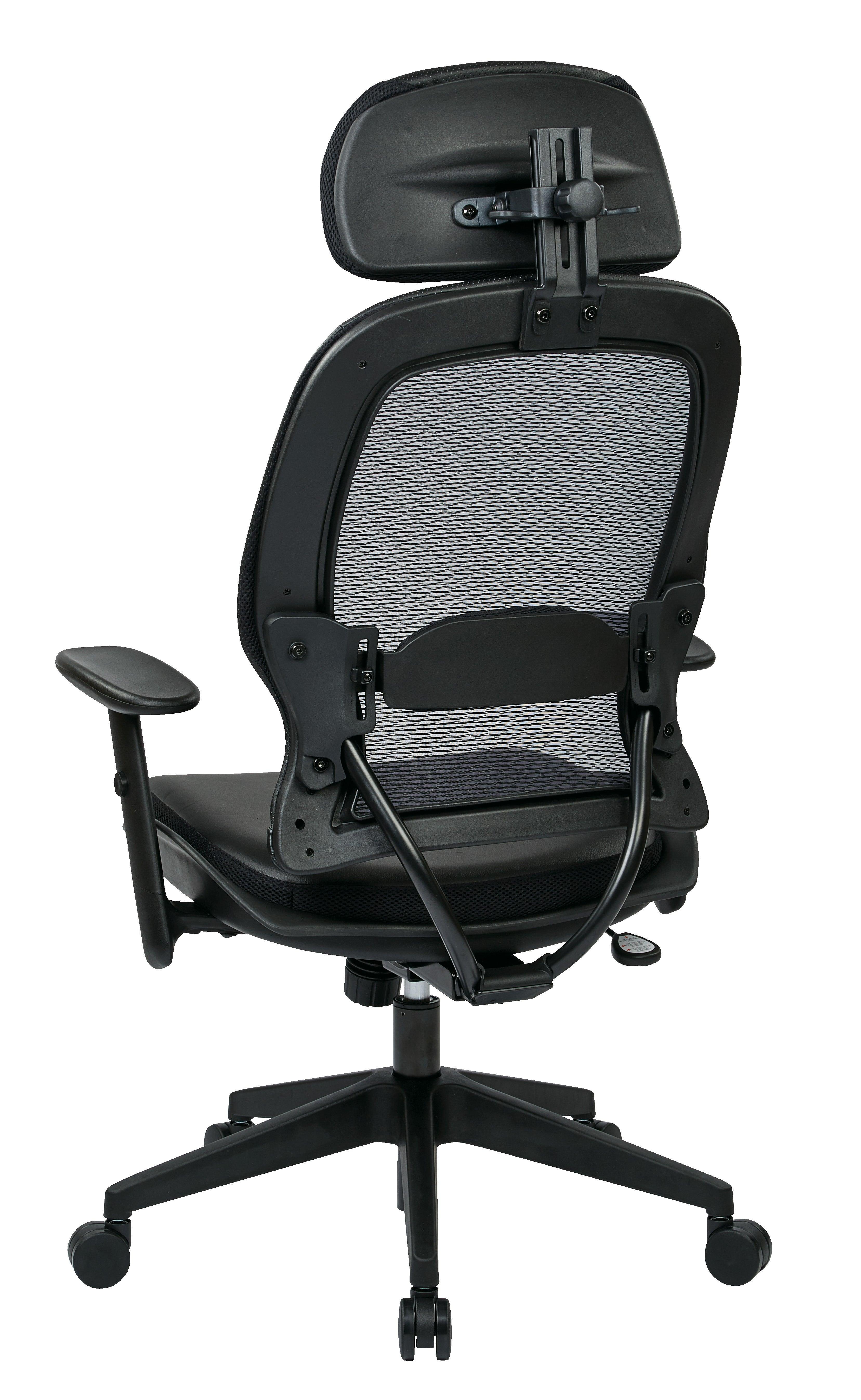 57906E - Air Grid Back Chair with Bonded Leather Seat & Adjustable Headrest by OSP