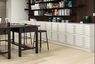 Professional heavy-duty metal flat file cabinets for large-format blue-print and artwork storage