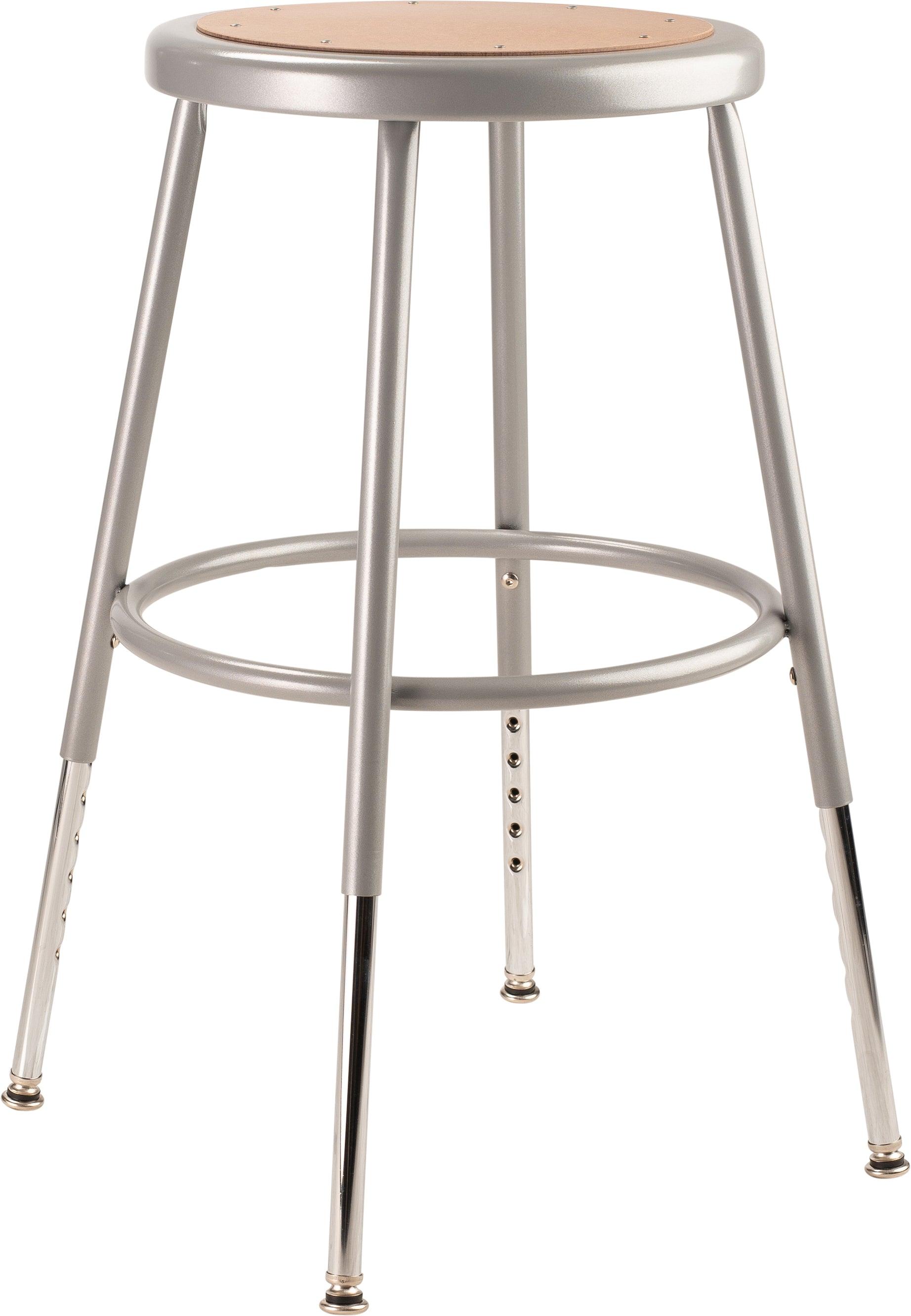 6218H - NPS 5 pack Adjustable Height 19"- 27" Heavy Duty Steel Industrial Stool w/ Optional Back