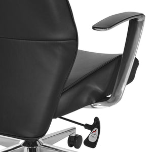 detail closeup of OSP Modern Mid Back Dillon Office Chair with Padded Aluminum Arms & Chrome Base