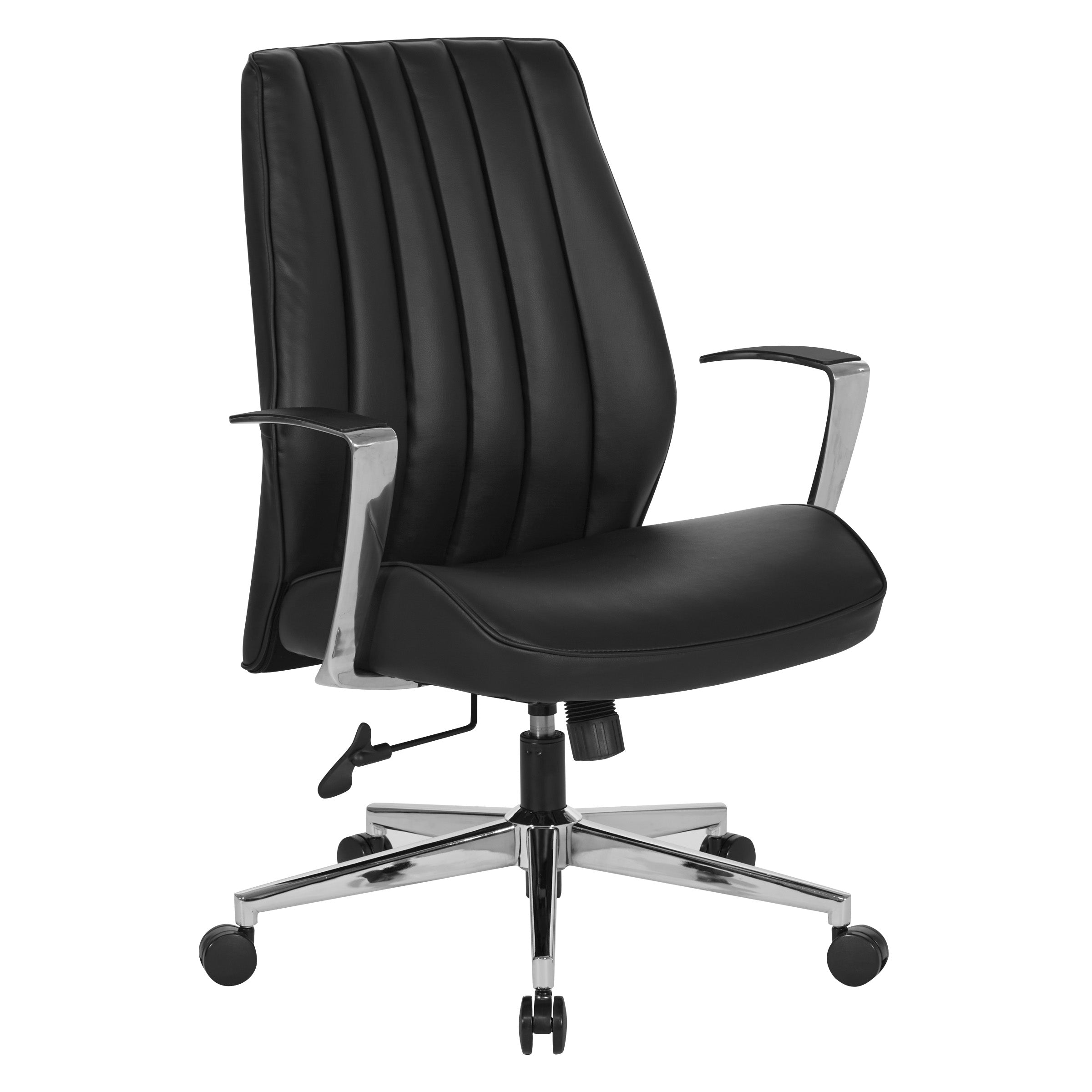 OSP Modern Mid Back Dillon Office Chair with Padded Aluminum Arms & Chrome Base