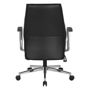 back view of OSP Modern Mid Back Dillon Office Chair with Padded Aluminum Arms & Chrome Base