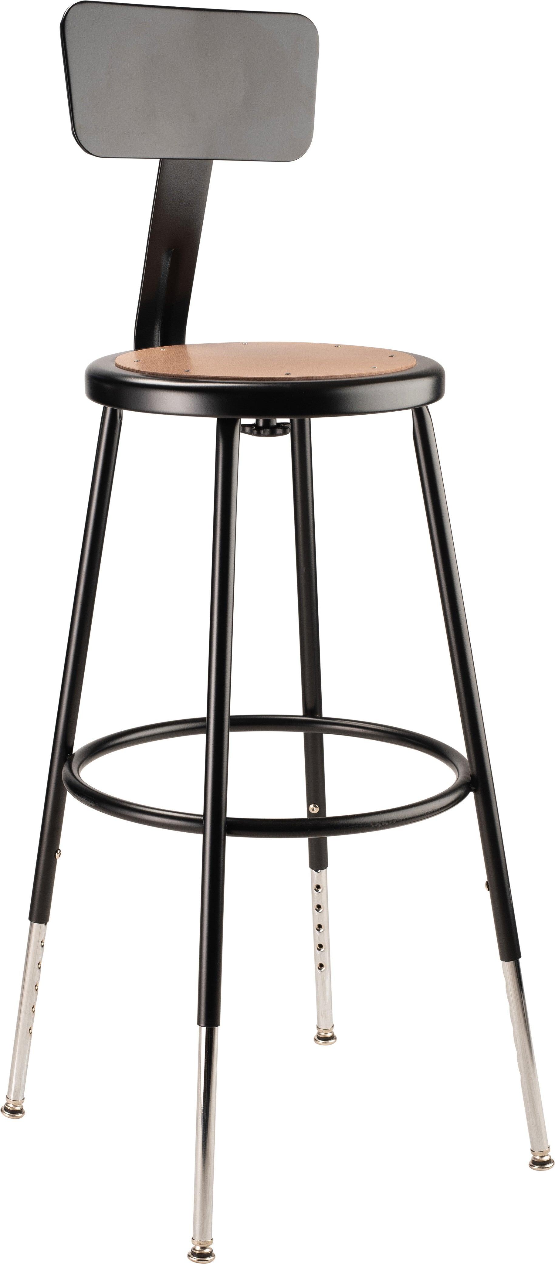 6224H - NPS 4 pack Adjustable Height 25"- 33" Heavy Duty Steel Industrial Stool w/ Optional Back