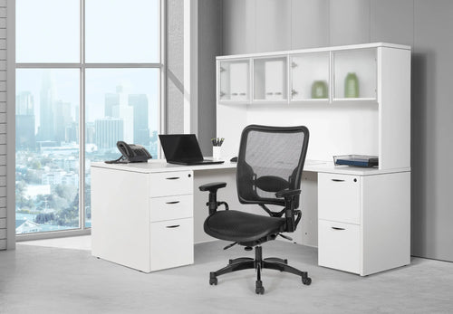 NAPTYP296 - Napa 'L' Shape Office Desk w/ Storage Hutch by OSP