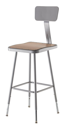 6318HB - NPS 2 pack Adjustable Height Heavy Duty Square Seat Industrial Stools w/Backrest