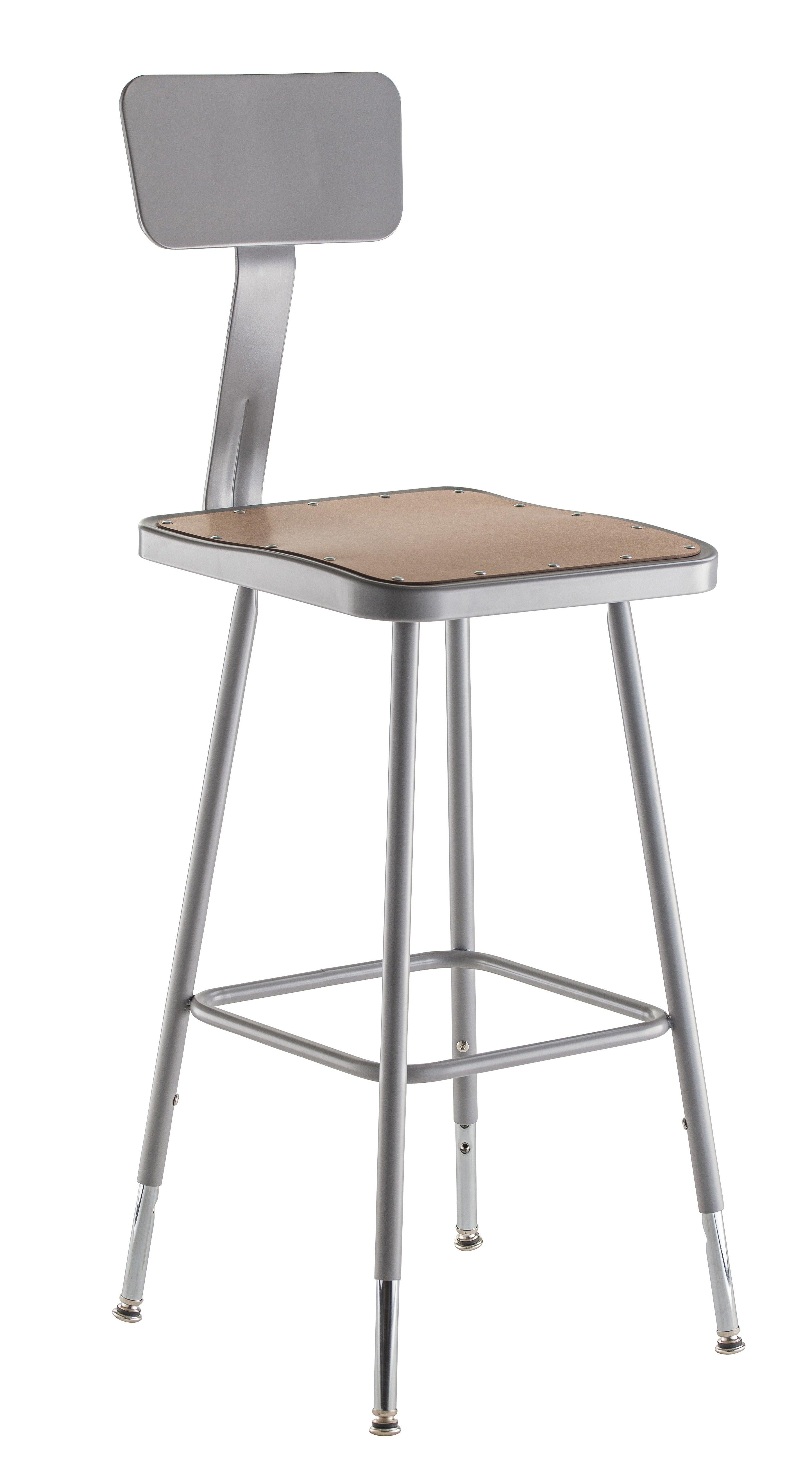 6318HB - NPS2 pack Adjustable Height Heavy Duty Square Seat Industrial Stools w/Backrest