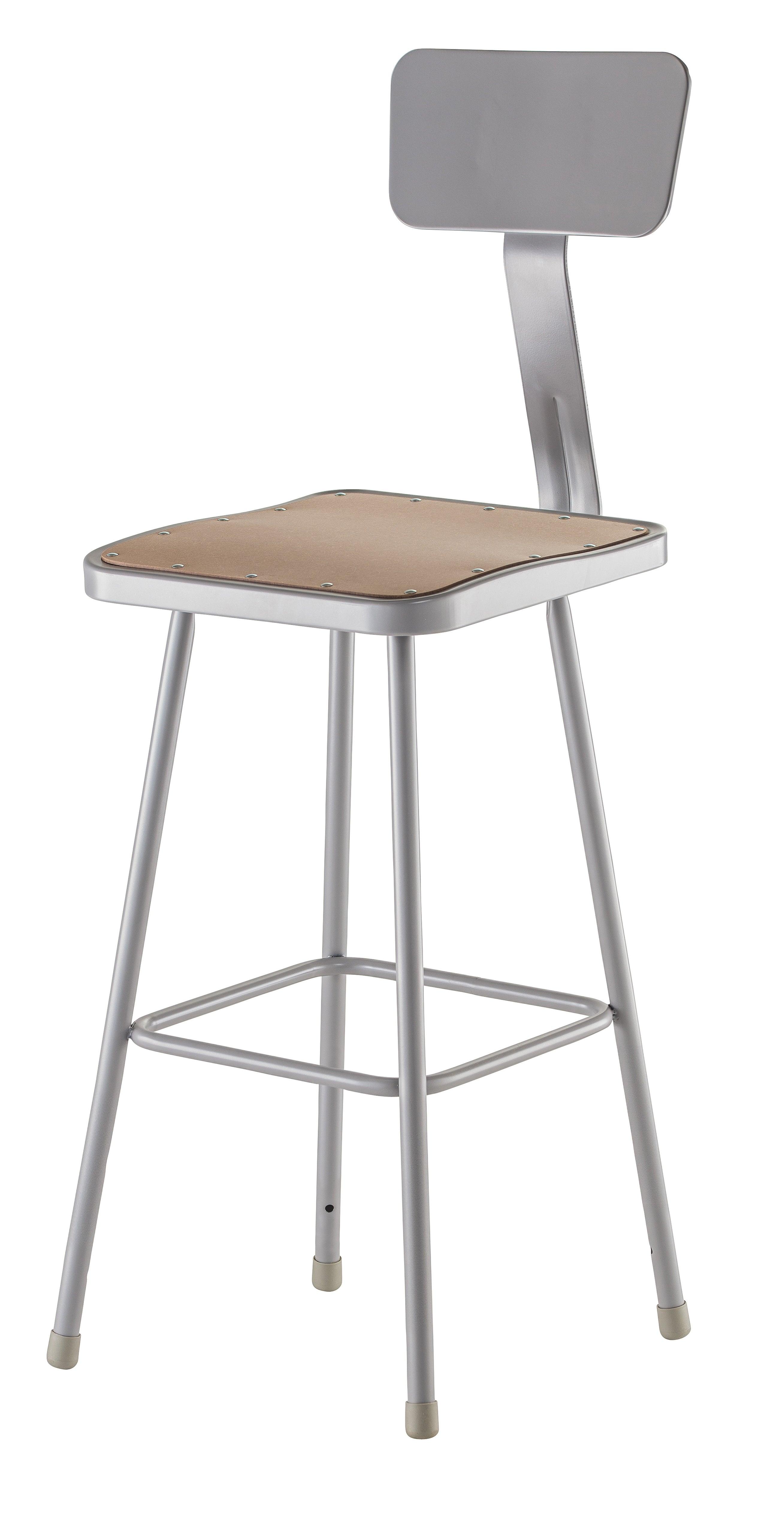 6300B - NPS 2 pack Heavy Duty Square Seat Industrial Stools w/ Backrest